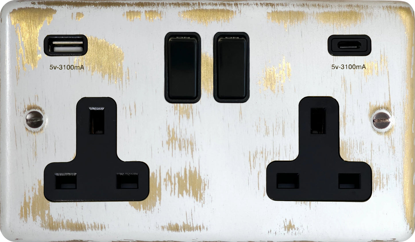 Contour Dover Bronze 2 Gang Socket with USBC