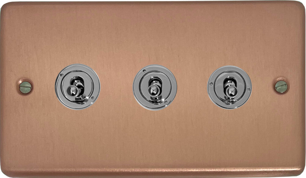 Contour Rose Gold 3 Gang Toggle Switch
