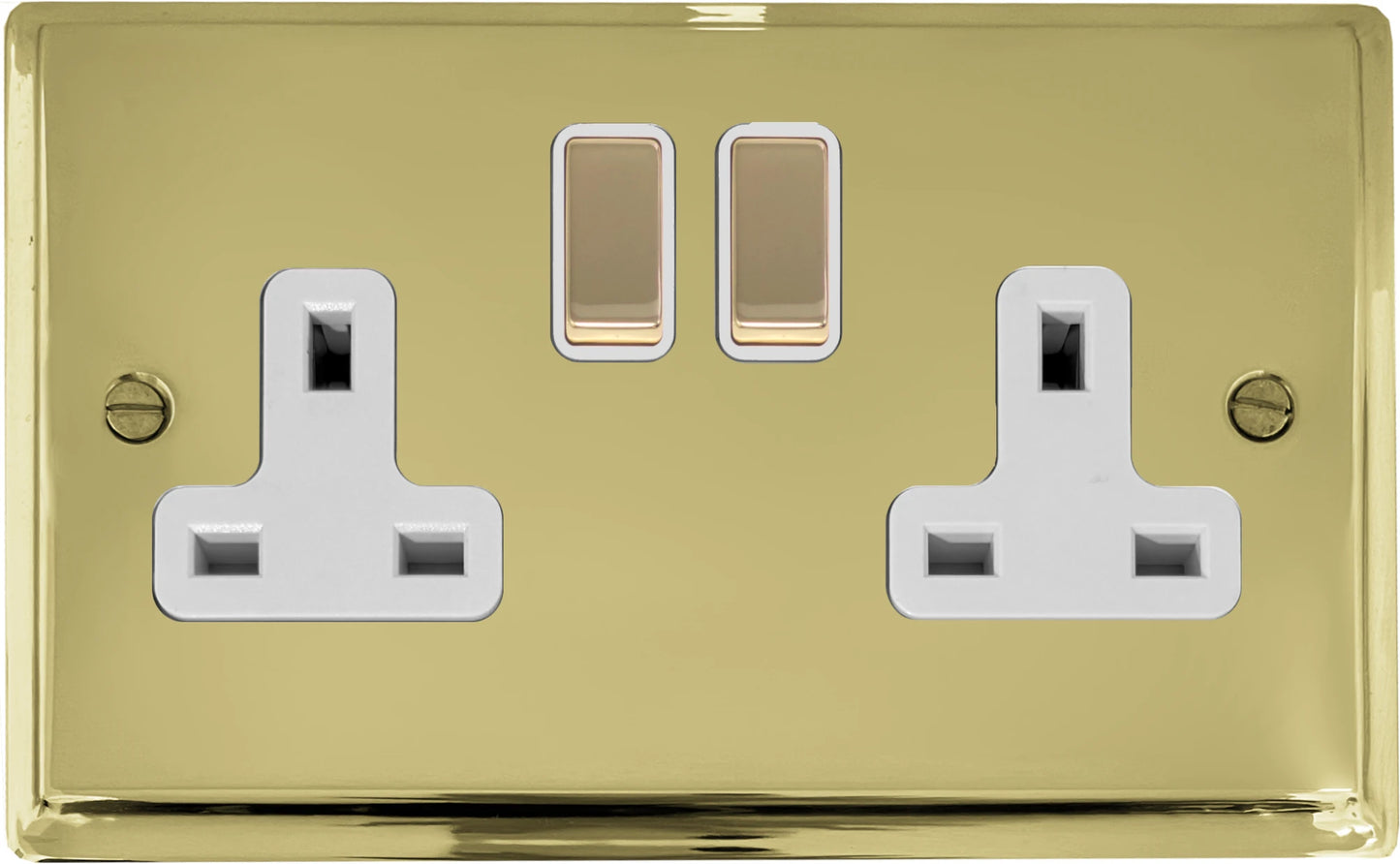 Deco Polished Brass 2 Gang Socket