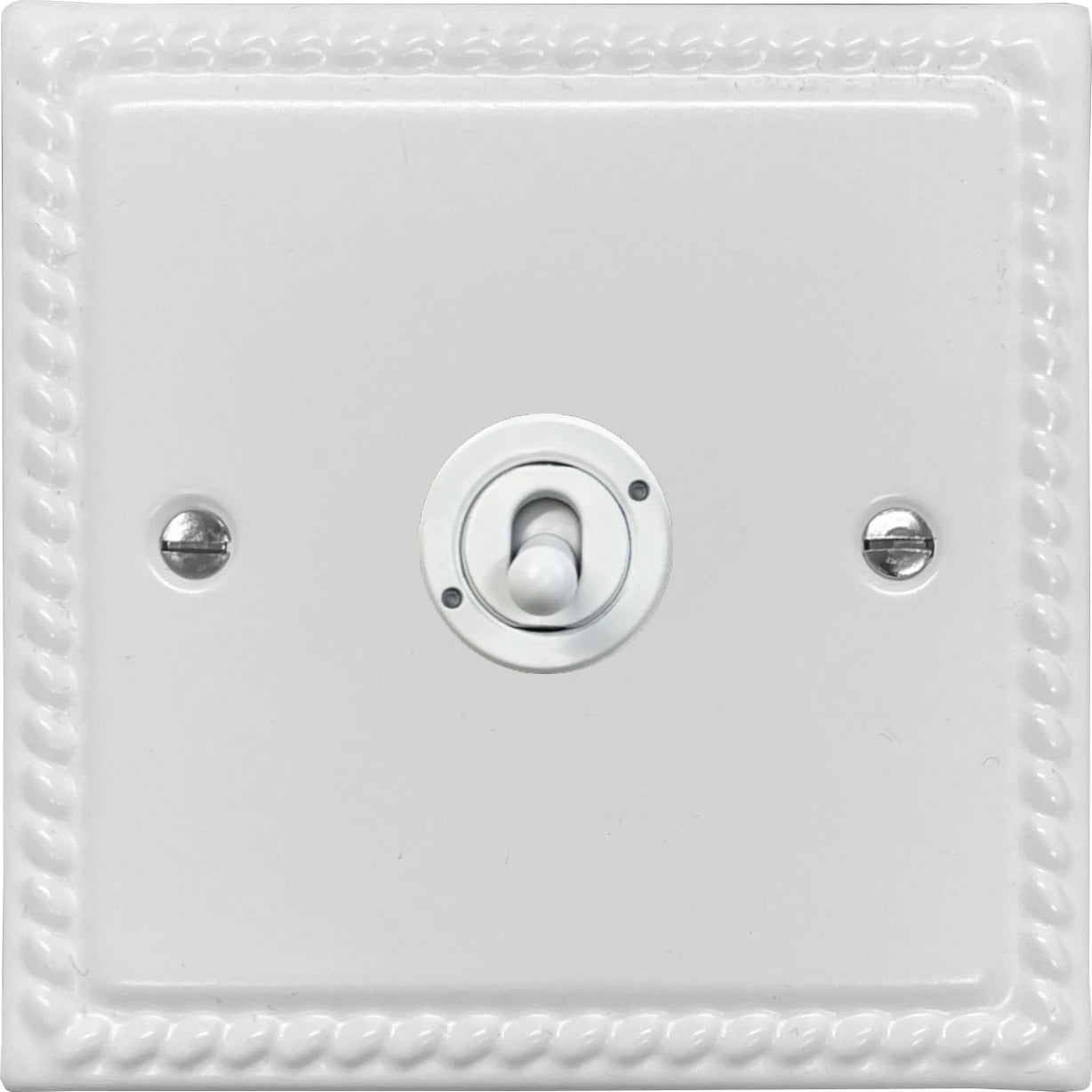 Georgian Flat White 1 Gang Toggle Switch (White Toggle)