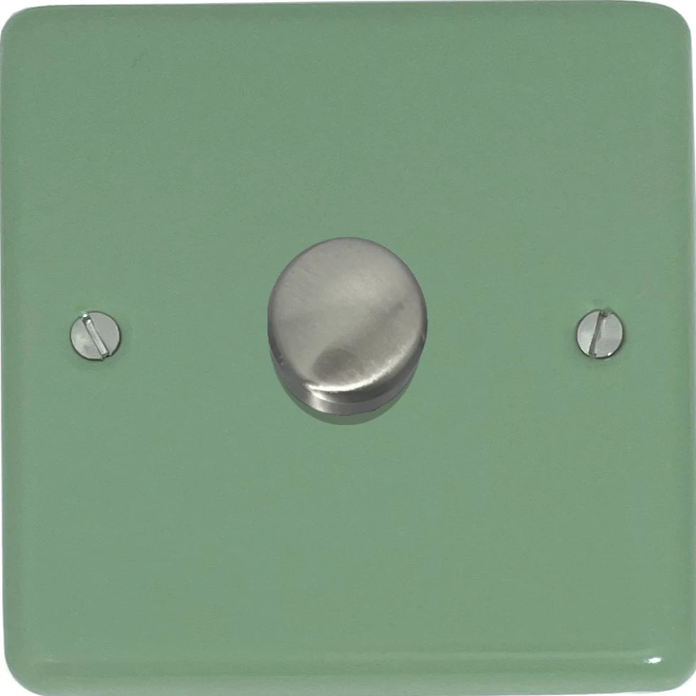 Classic Sage Green 1 Gang LED Dimmer (Satin Chrome Cap)