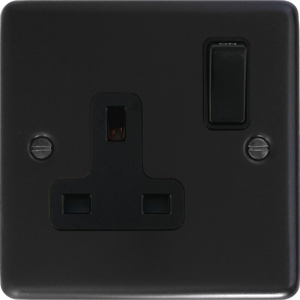 Contour Flat Black 1 Gang Socket
