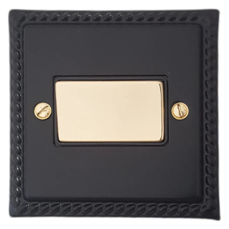 Georgian Flat Black Fan Isolator (Brass Switch)