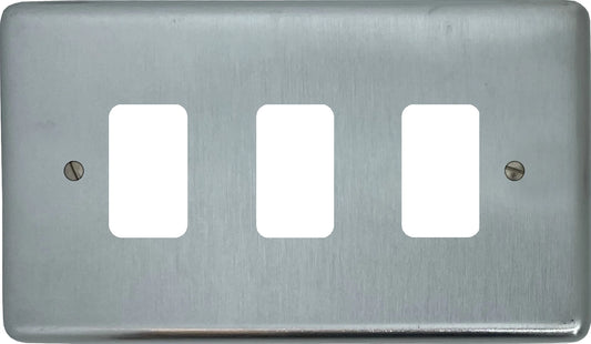 Contour Satin Chrome 3 Gang Grid Plate