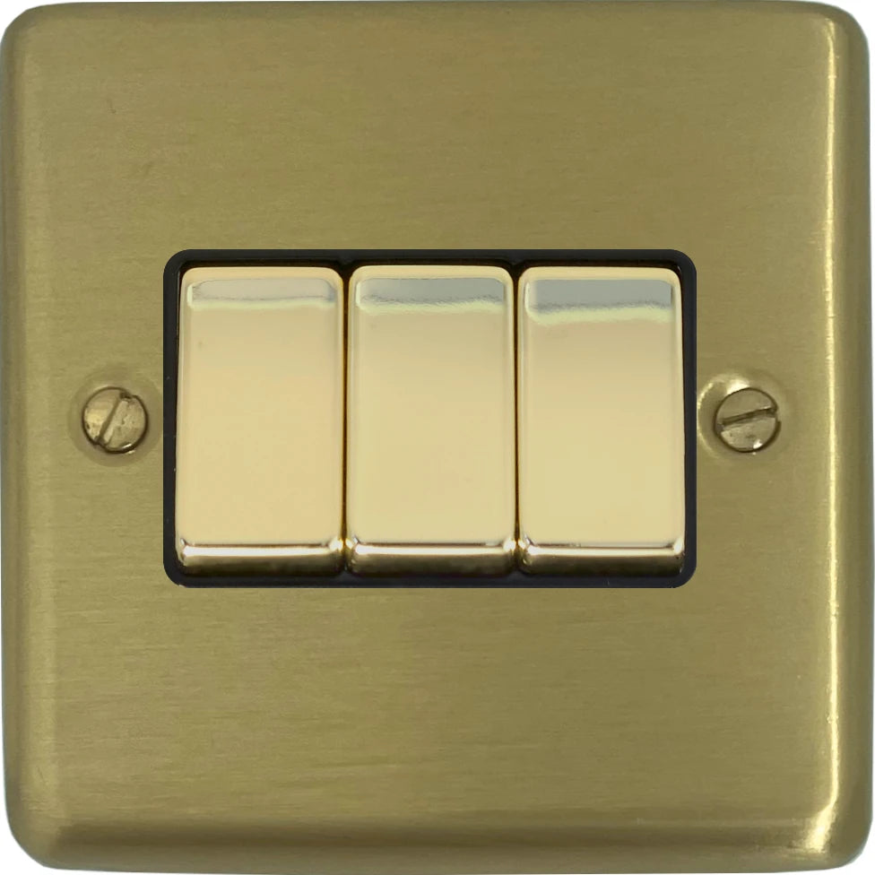 Contour Satin Brass 3 Gang Switch
