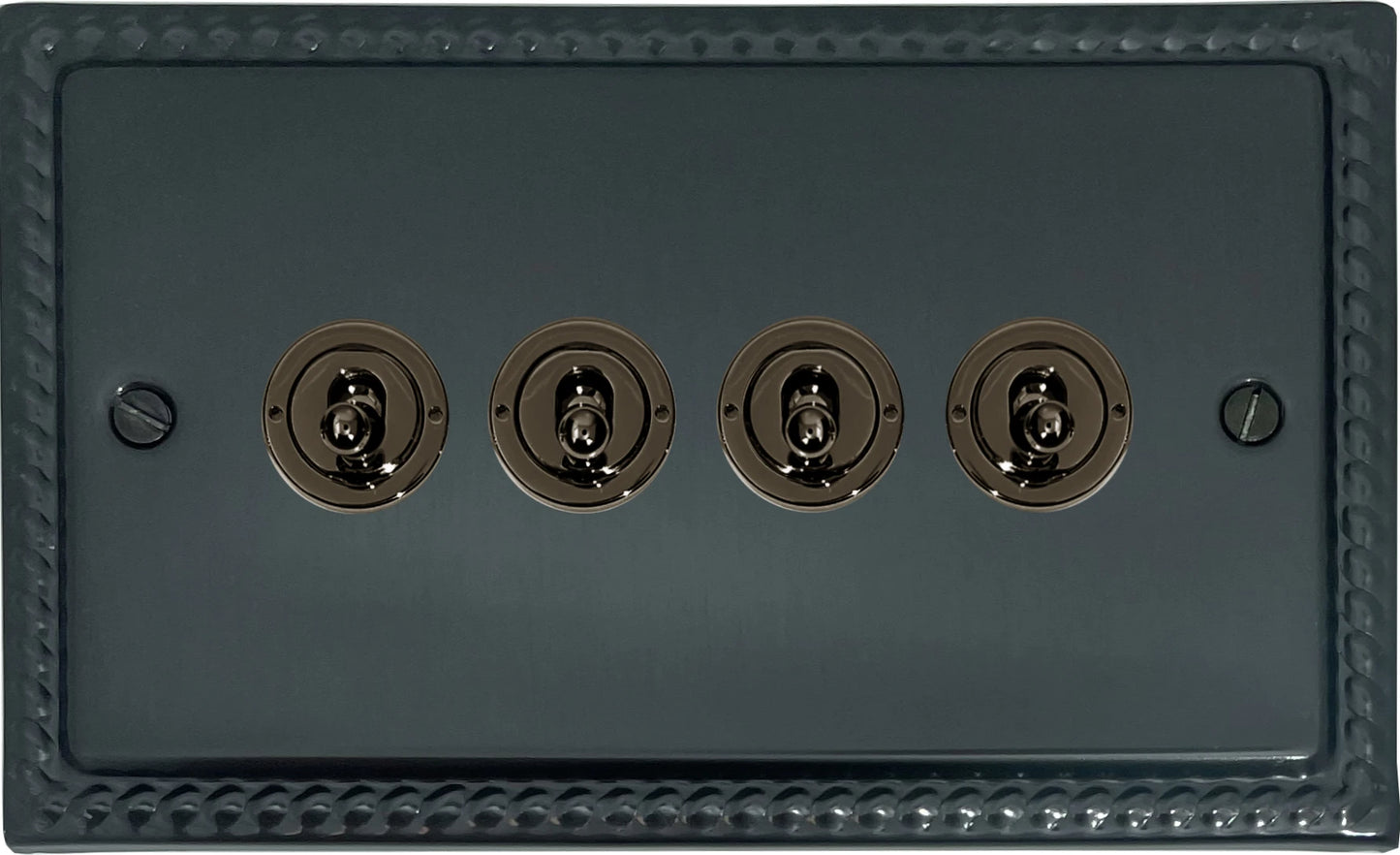 Georgian Black Bronze 4 Gang Toggle Switch (Black Nickel Toggle)
