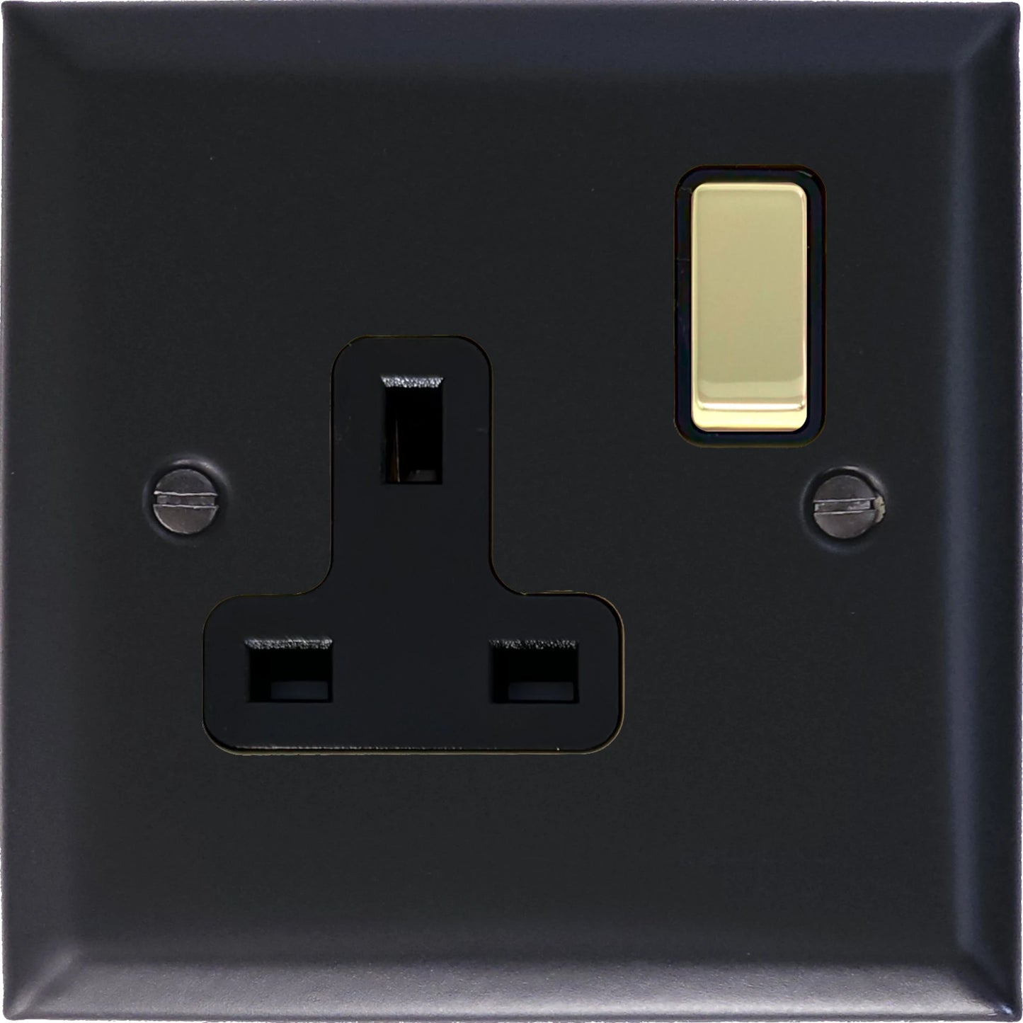 Spectrum Flat Black 1 Gang Switched Socket
