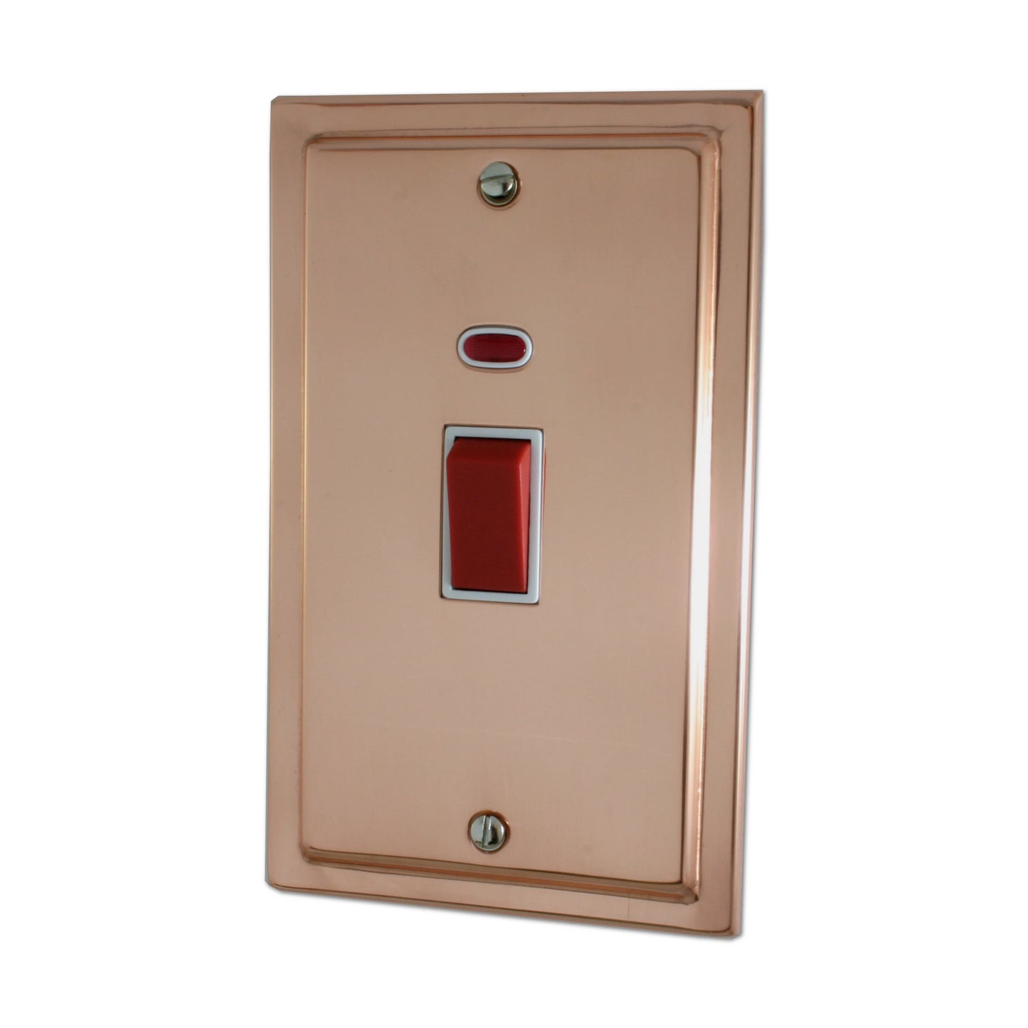 Victorian Polished Copper 45 Amp Dp Switch & Neon L/Plate