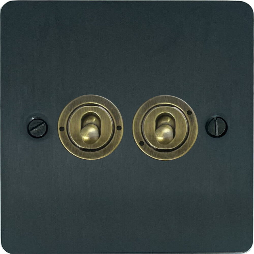 Flat Black Bronze 2 Gang 2 Way Toggle