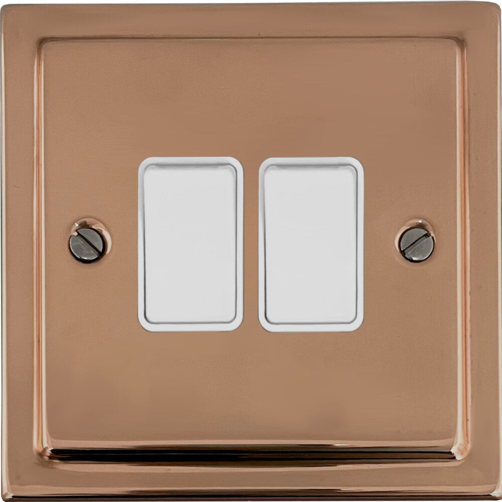 Victorian Polished Copper 2 Gang Switch