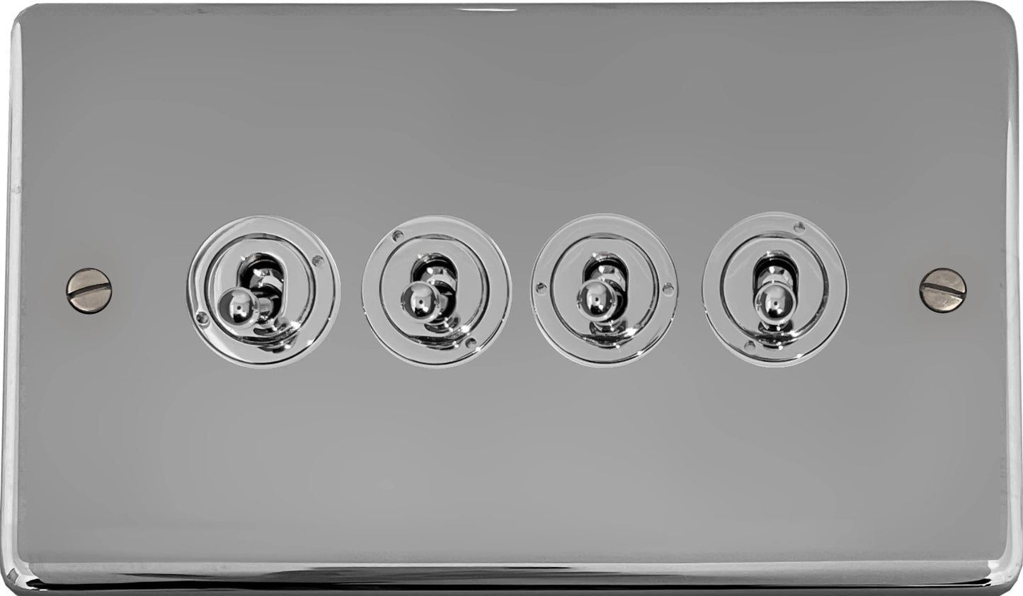 Contour Polished Chrome 4 Gang Toggle Switch