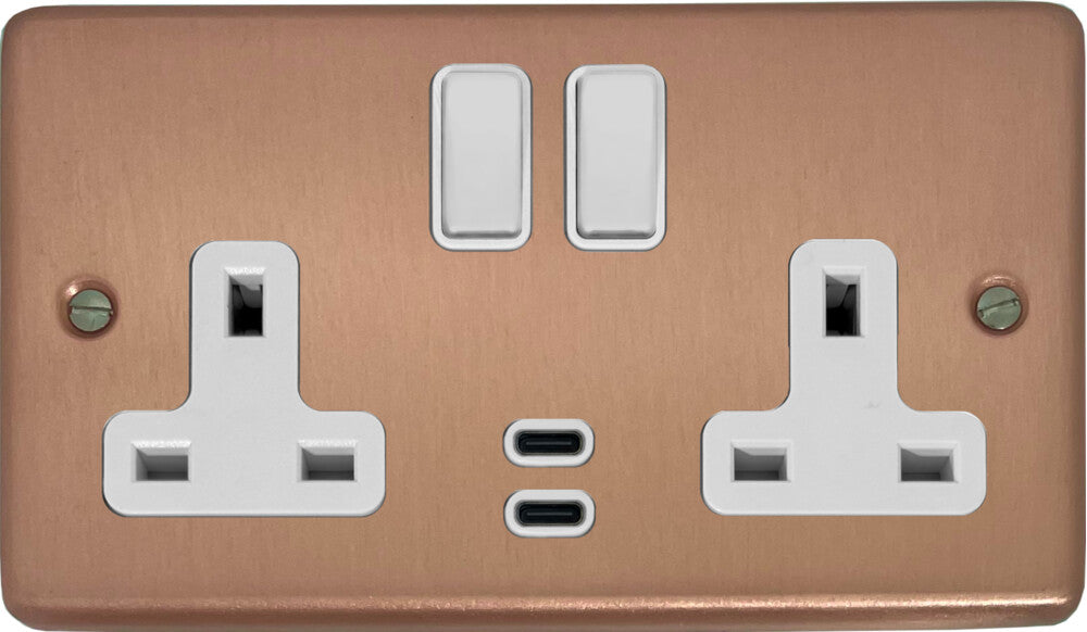 Contour Rose Gold 2 Gang USBC Socket
