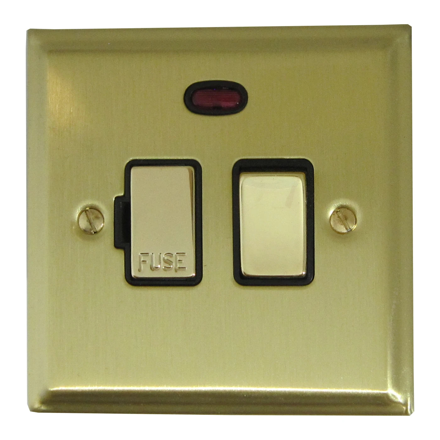 Deco Satin Brass Switch Fused Spur & Neon