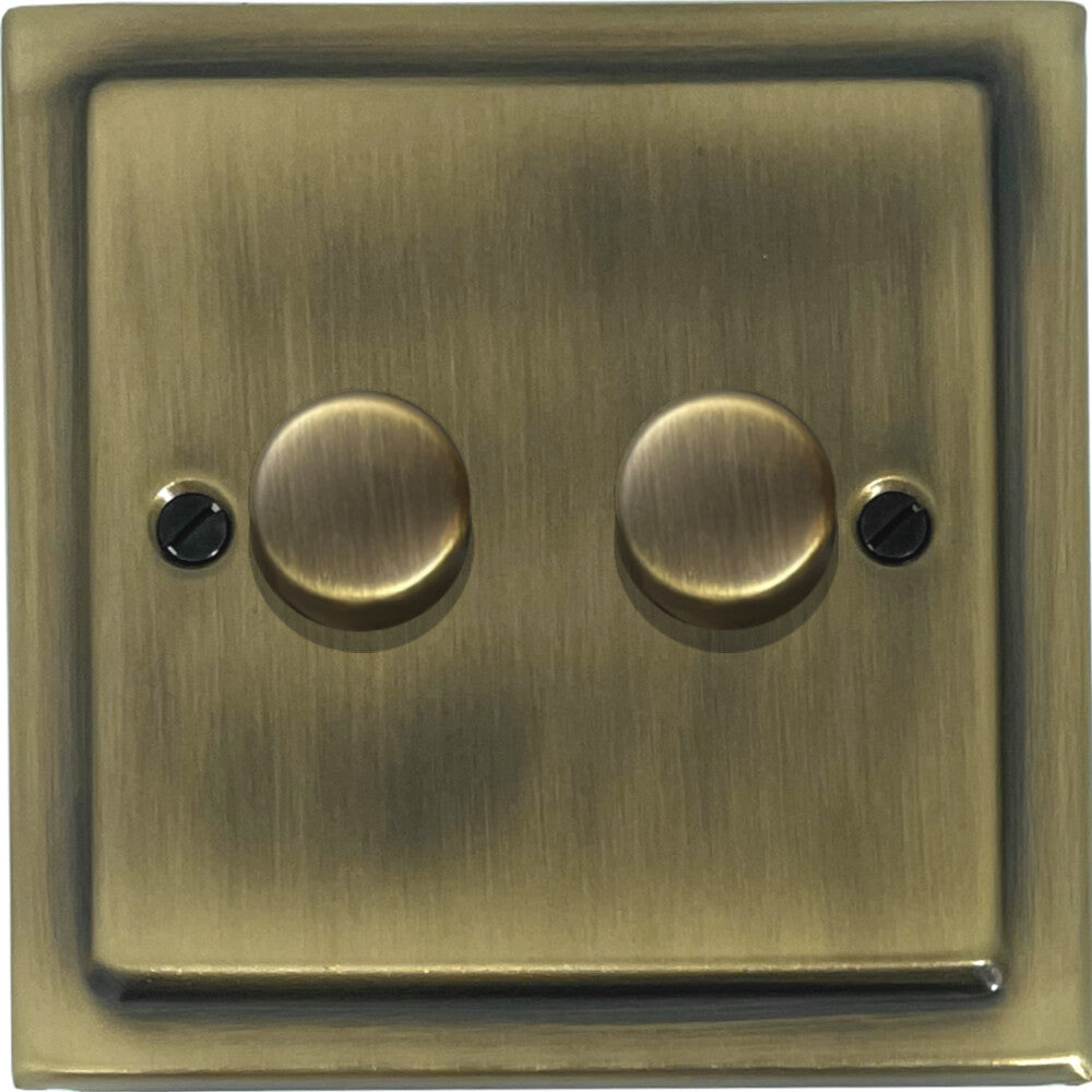 Victorian Light Antique Brass 2 Gang 120W LED Dimmer