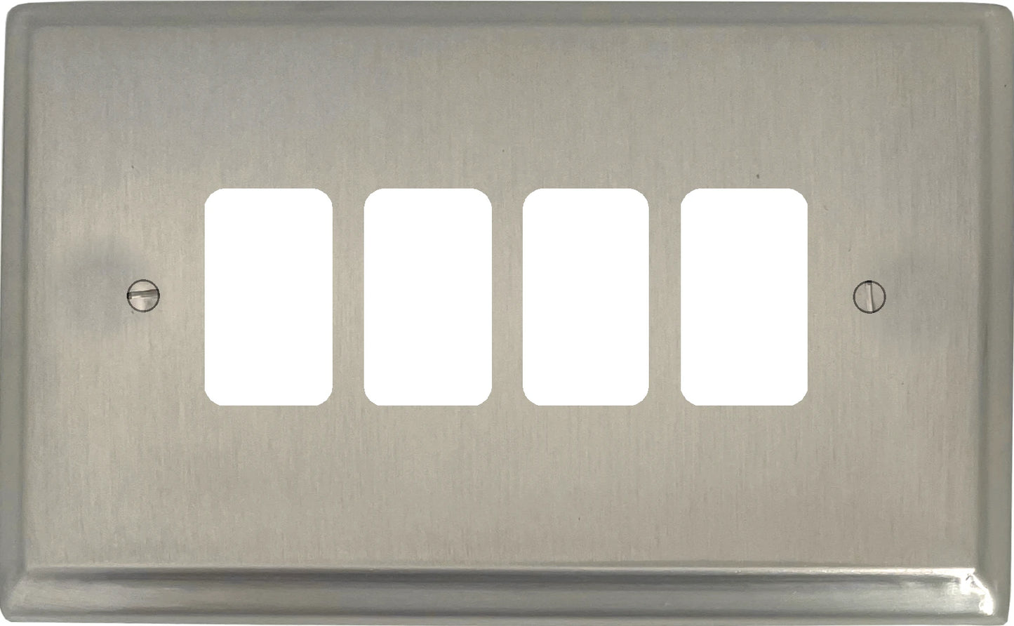 Deco Satin Nickel 4 Gang Grid Plate