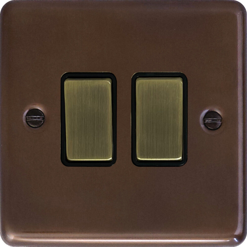 Contour Medium Bronze 2 Gang Switch