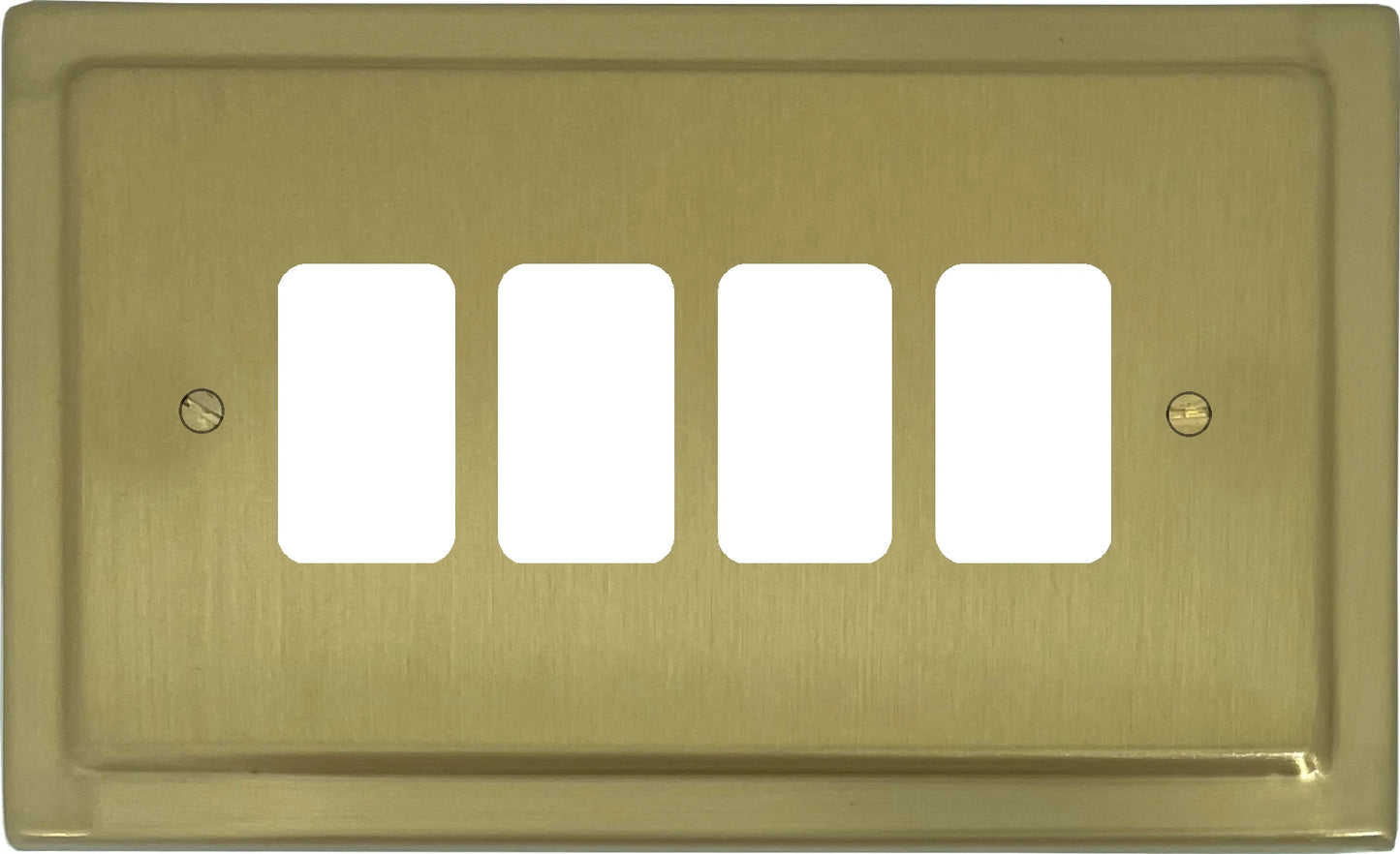 Victorian Satin Brass 4 Gang Grid Plate