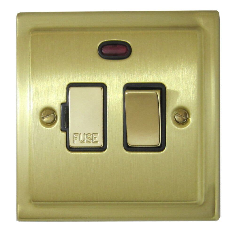 Victorian Satin Brass Switch Fused Spur & Neon