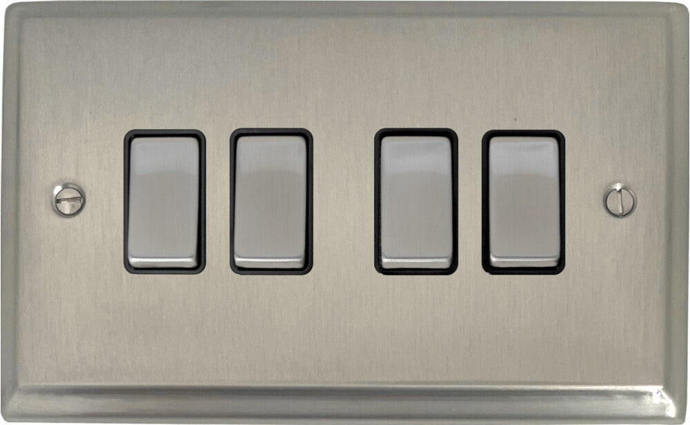 Deco Satin Nickel 4 Gang Switch