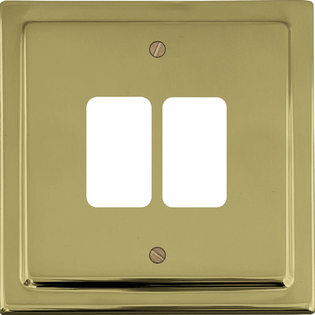 Victorian Polished Brass 2 Gang Grid Plate
