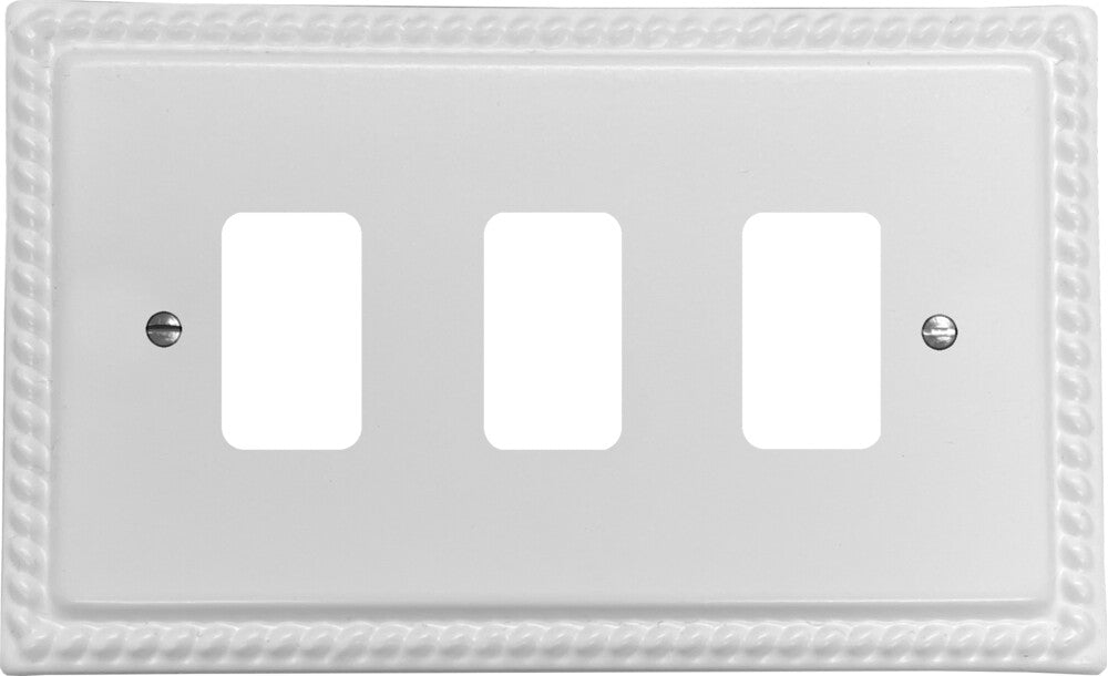 Georgian Flat White 3 Gang Grid Plate