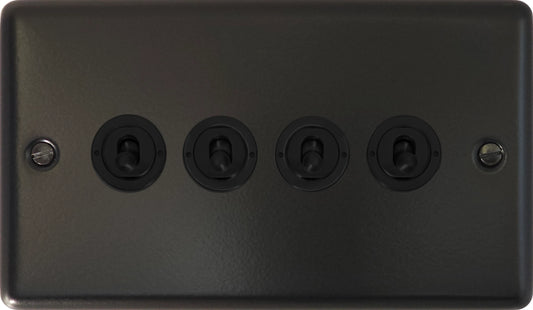 Contour Flat Black 4 Gang Toggle (Black Toggles)