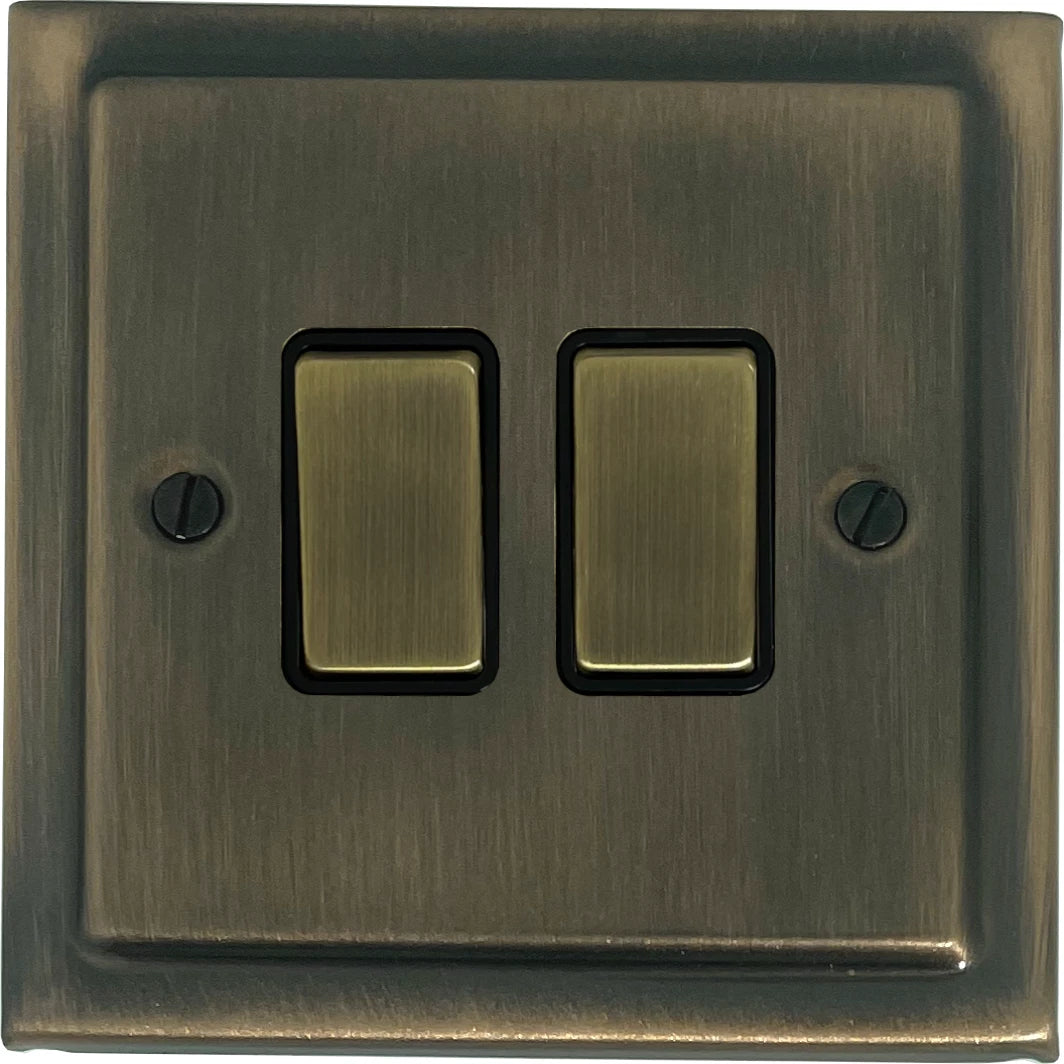 Victorian Antique Brass 2 Gang Switch (Brass Switches)