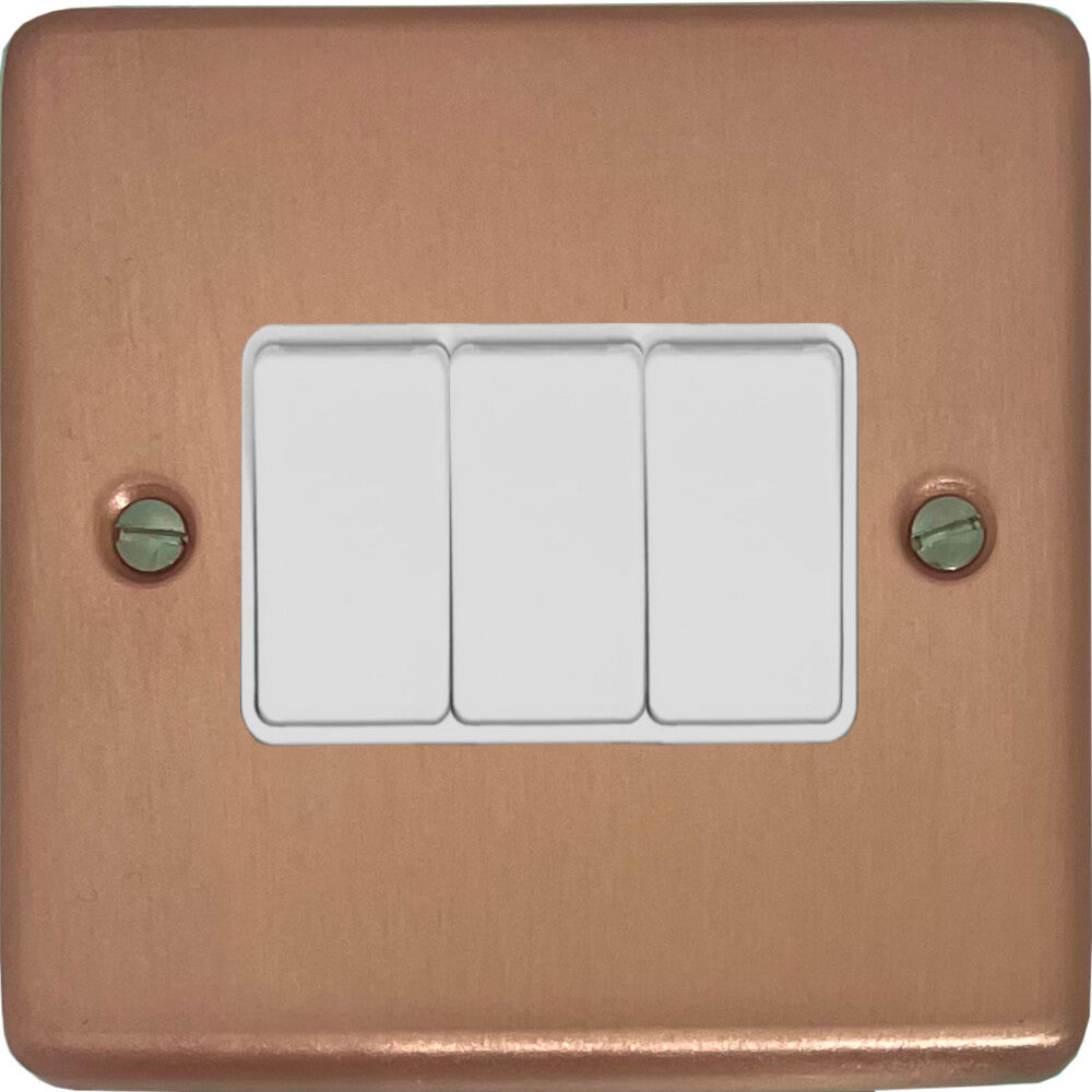 Contour Rose Gold 3 Gang 2 Way Switch