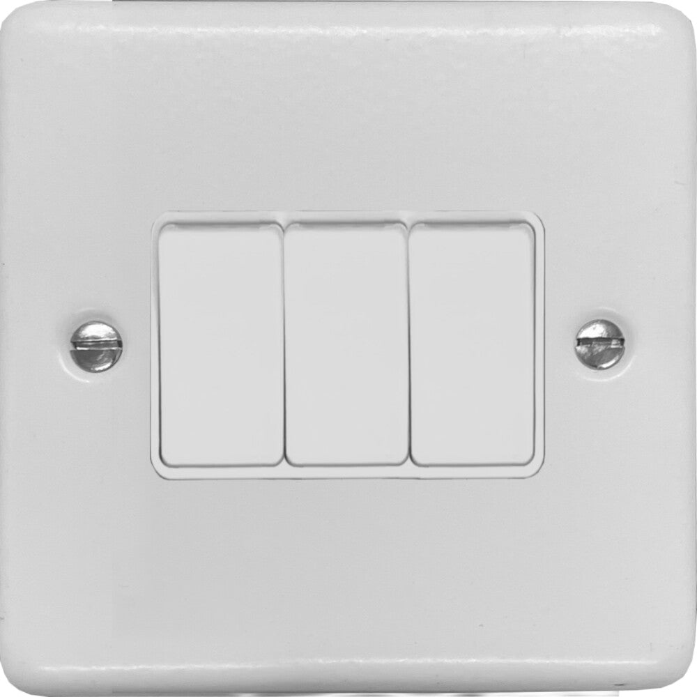 Contour Flat White 3 Gang Switch