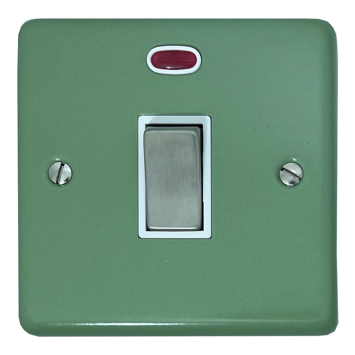 Classic Sage Green 20A DP Switch with Neon (Chrome Switch/White Insert)