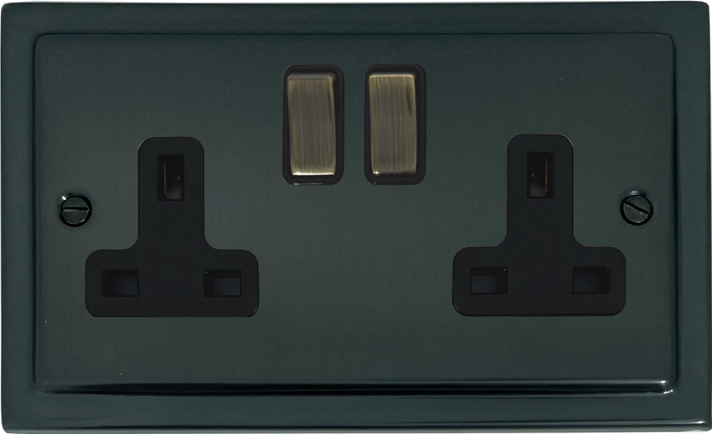 Victorian Black Bronze 2 Gang Socket