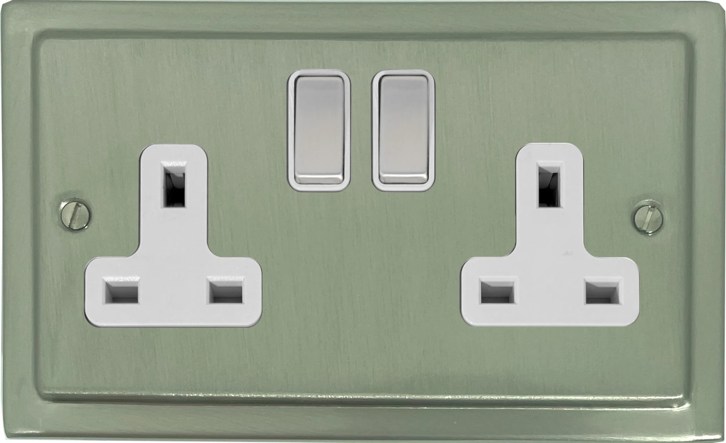 Victorian Satin Nickel 2 Gang Socket