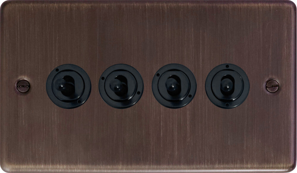 Contour Antique Copper 4 Gang 2 Way Toggle