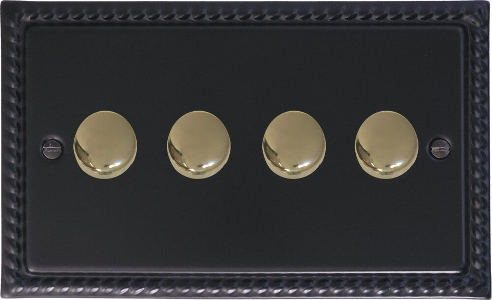 Georgian Flat Black 4 Gang LED Dimmer