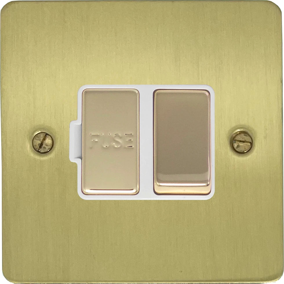Flat Satin Brass Switch Fused Spur