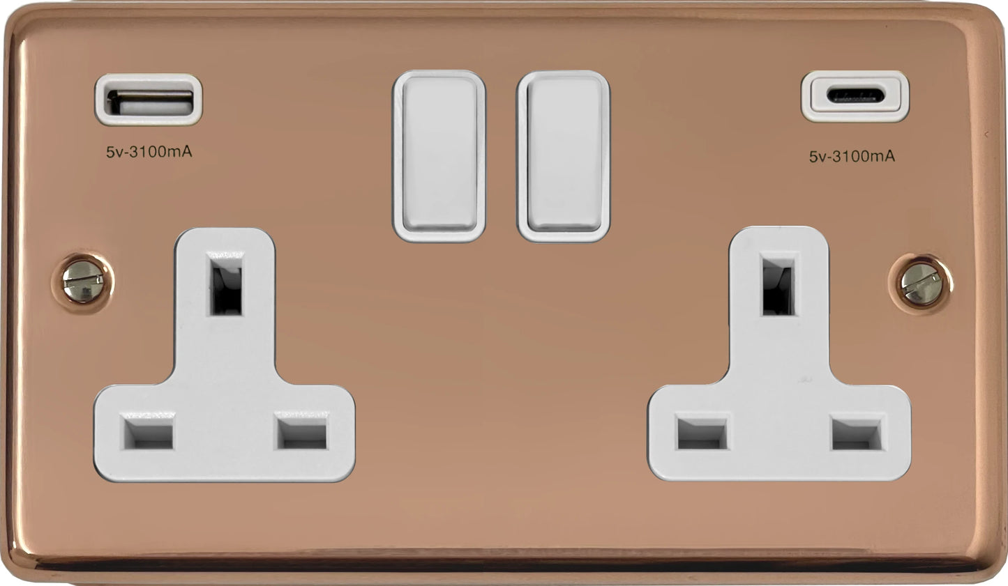 Contour Bright Copper 2 Gang USBC Socket