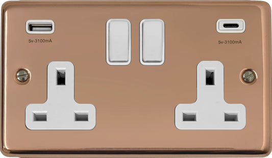 Contour Bright Copper 2 Gang USBC Socket