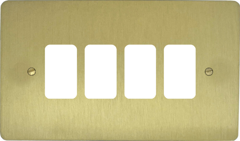 Flat Satin Brass 4 Gang Grid Plate