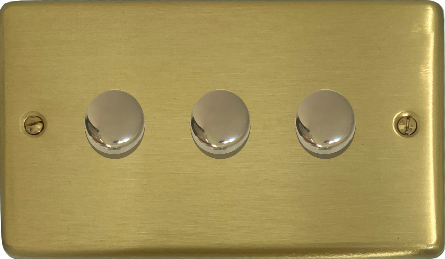 Contour Satin Brass 3 Gang LED Dimmer