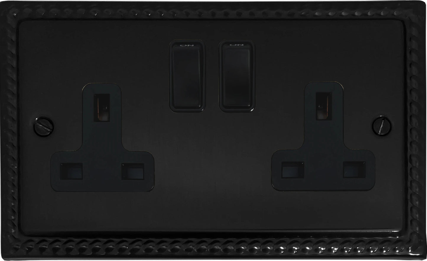 Monarch Flat Black 2 Gang Socket