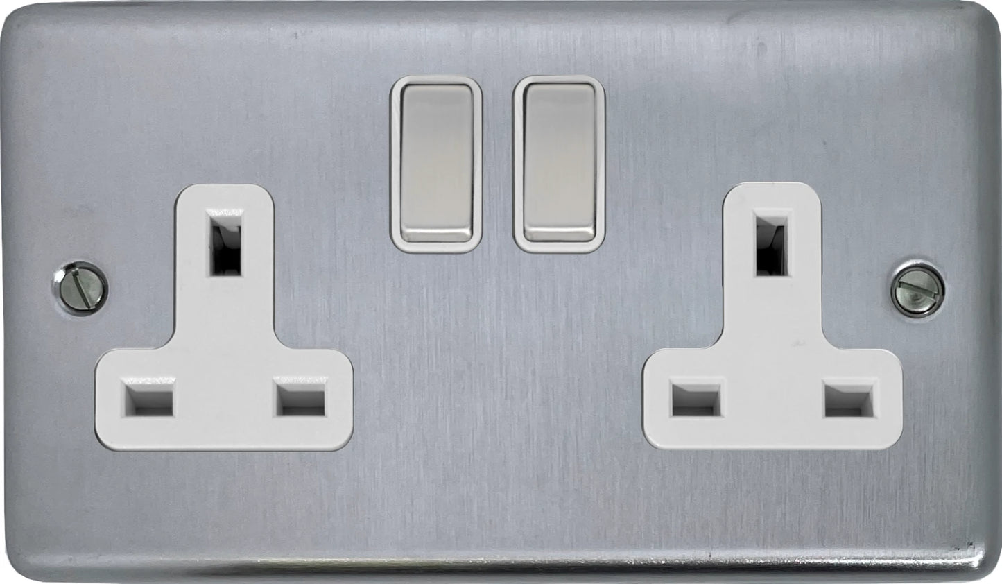 Contour Satin Chrome 2 Gang Socket