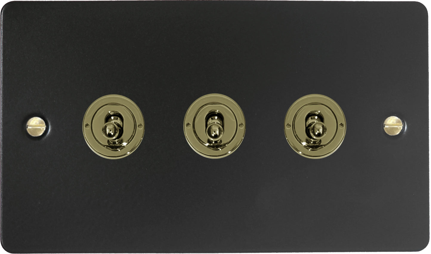 Flat Black 3 Gang Toggle Switch (Brass Switches)