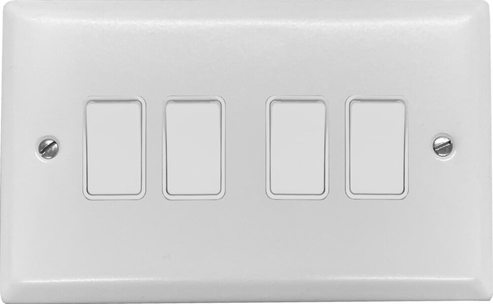 Spectrum Flat White 4 Gang 2 Way Switch