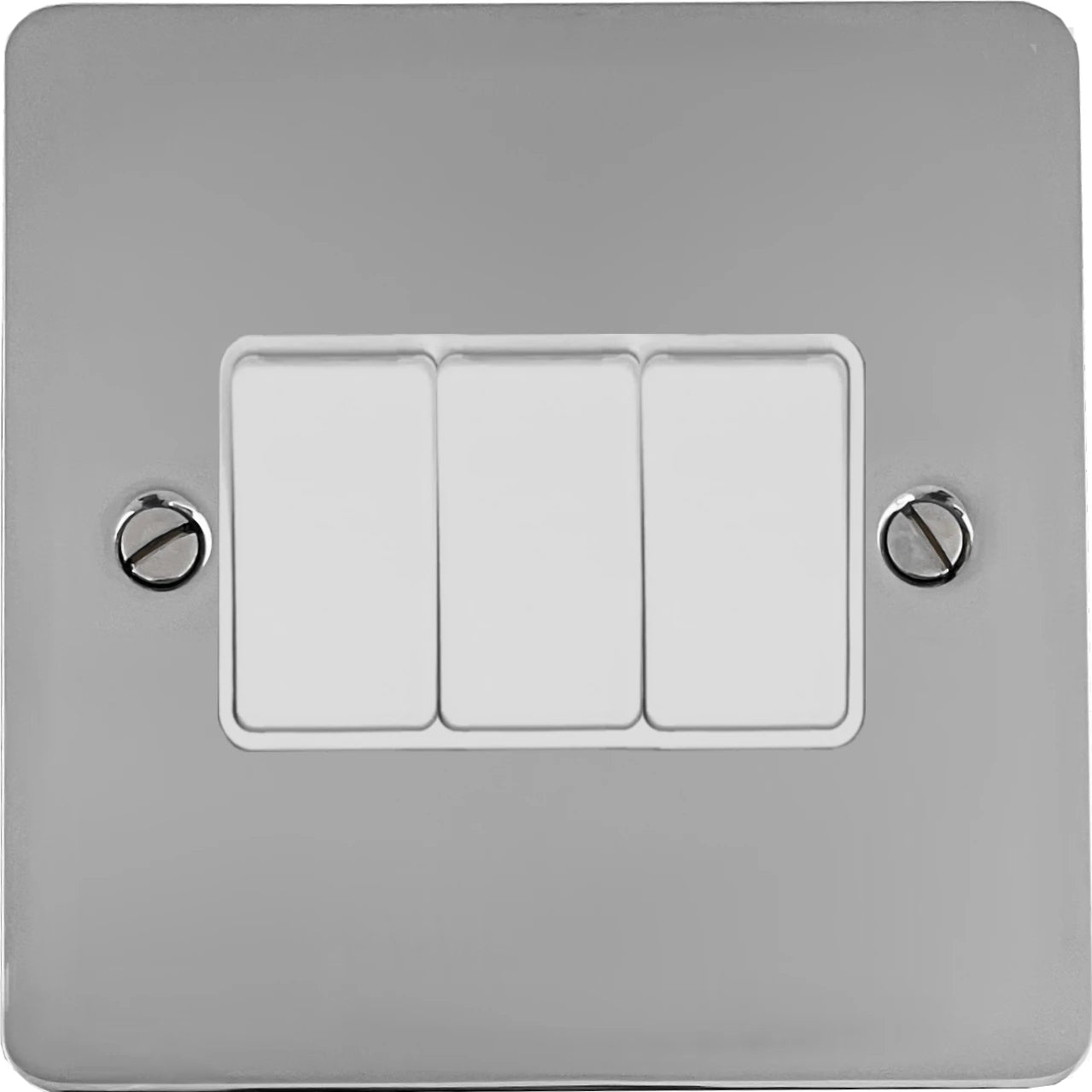 Flat Polished Chrome 3 Gang 2 Way Switch