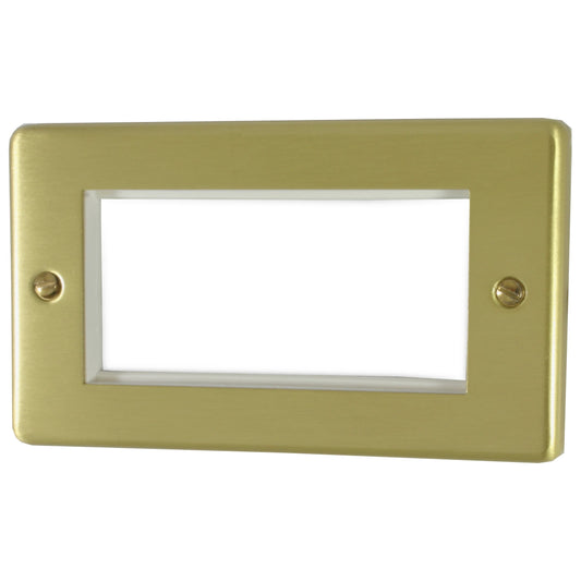 Contour Satin Brass 2 Gang 4 Mod Plate & Frame