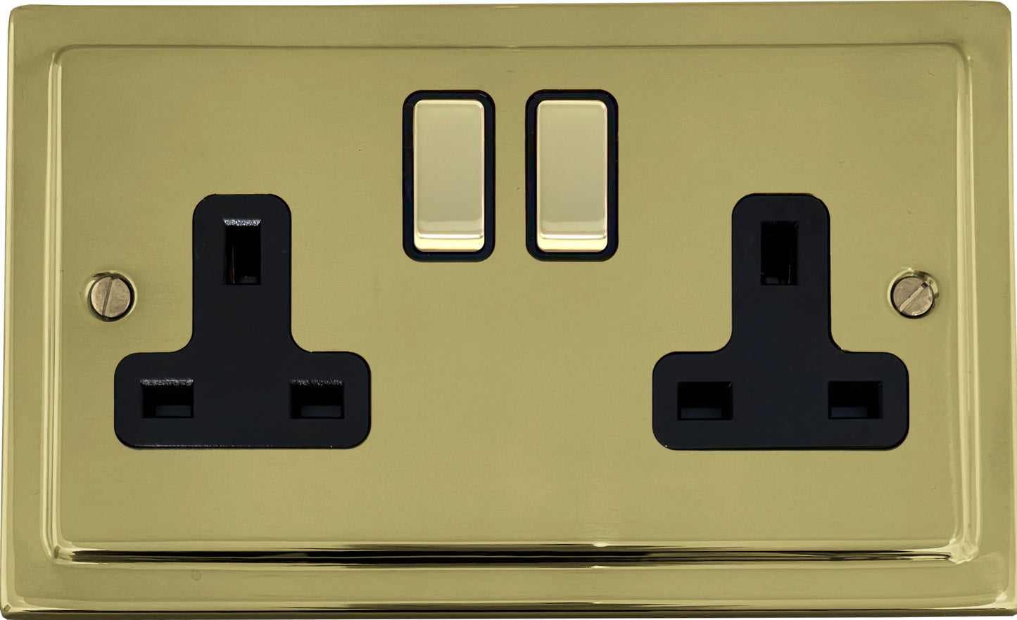 Victorian Polished Brass 2 Gang Socket