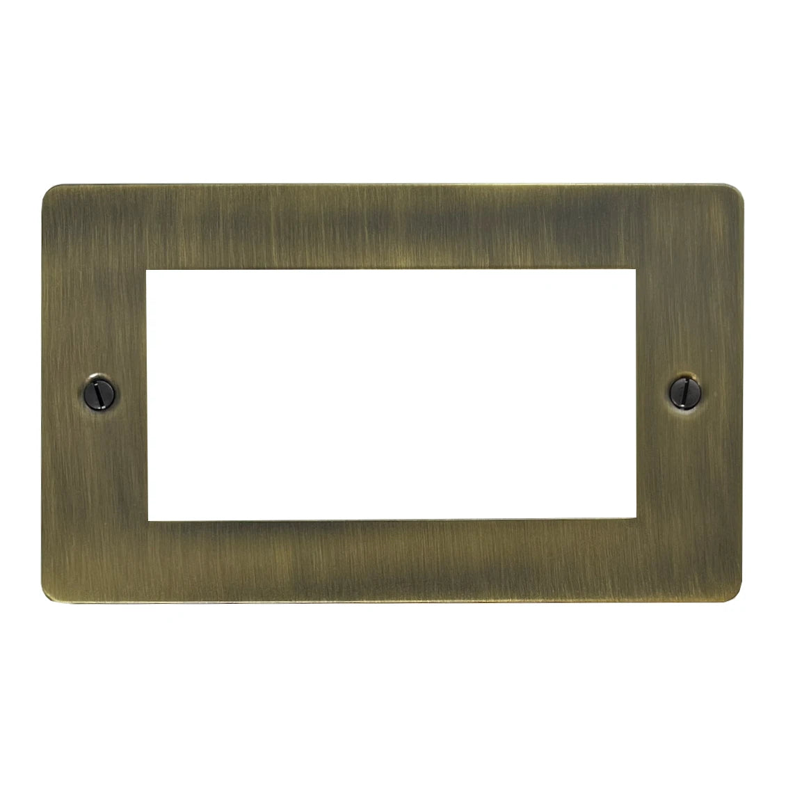 Flat Antique Brass 2 Gang 4 Module Plate