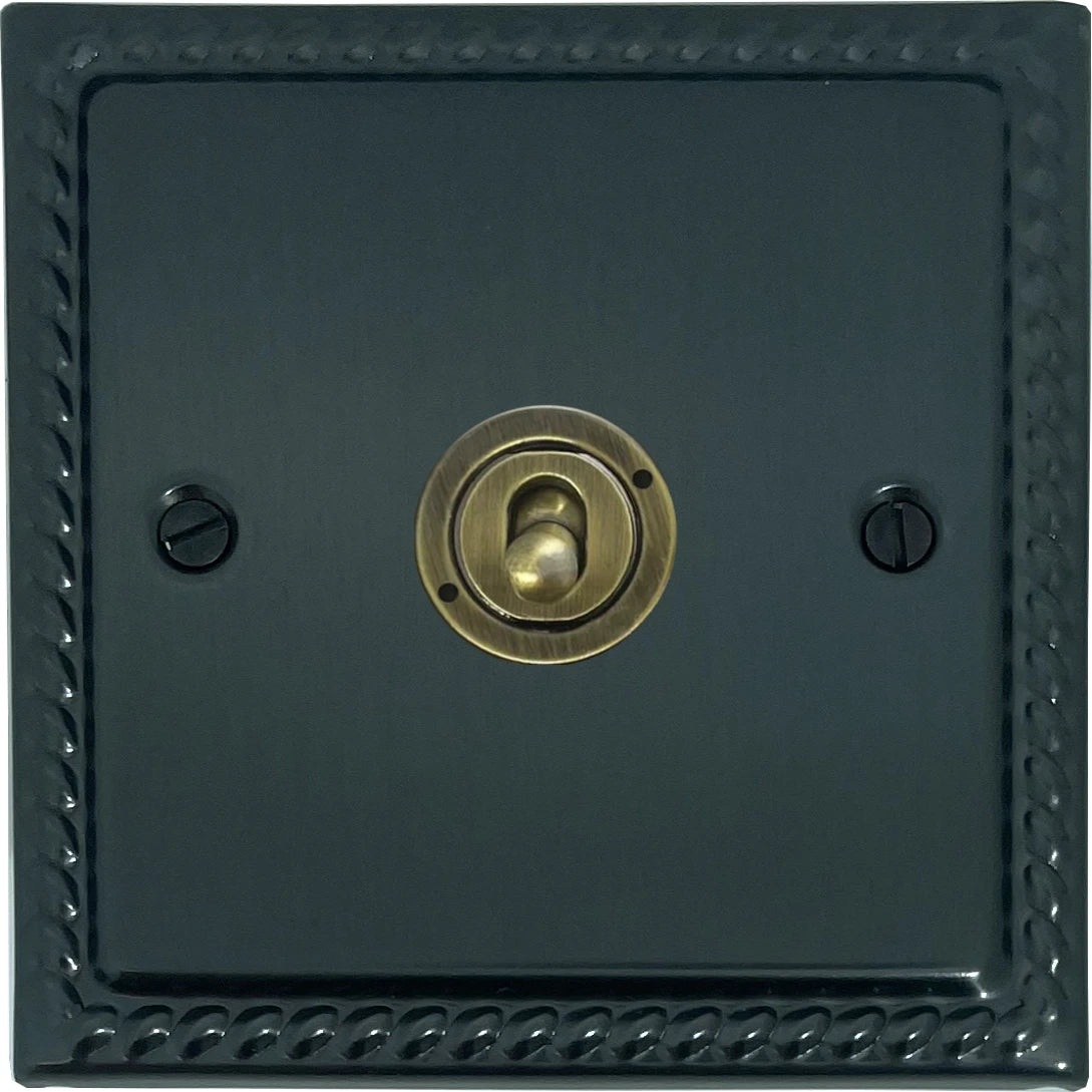 Georgian Black Bronze 1 Gang Toggle Switch (Antique Brass Toggle)