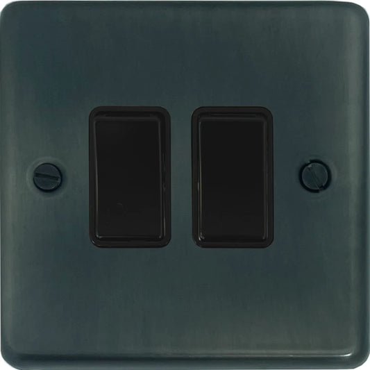 Contour Slate Effect 2 Gang Switch