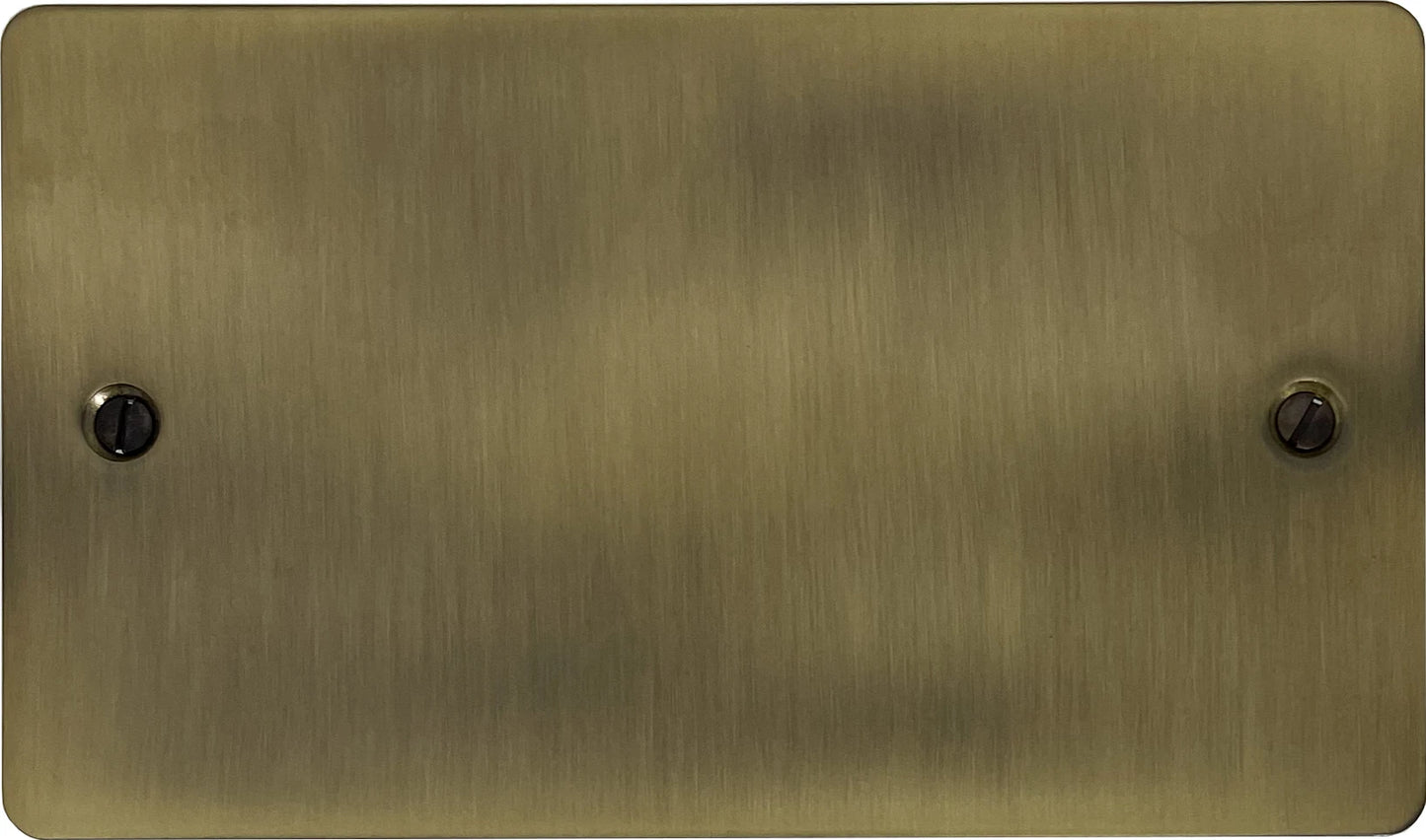 Flat Light Antique Brass 2 Gang Blank